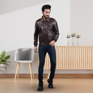 MENS LEATHER JACKET 410140(BROWN)
