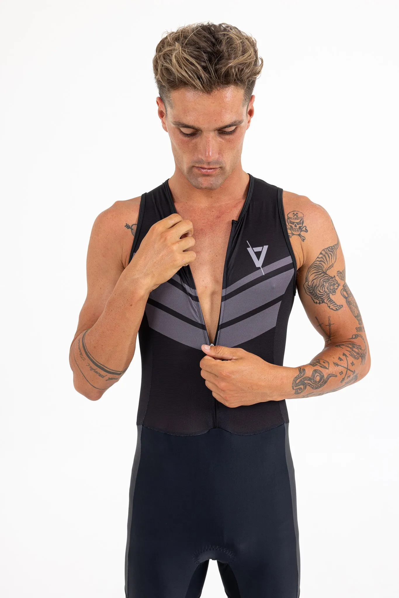 Mens Sleeveless Tri Suit Black