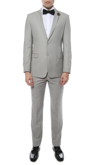 Mens ZNL22S 2pc 2 Button Slim Fit LT Grey Zonettie Suit