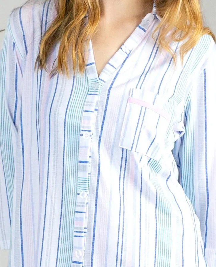 Multi Stripe  Boyfriend Sleepshirt