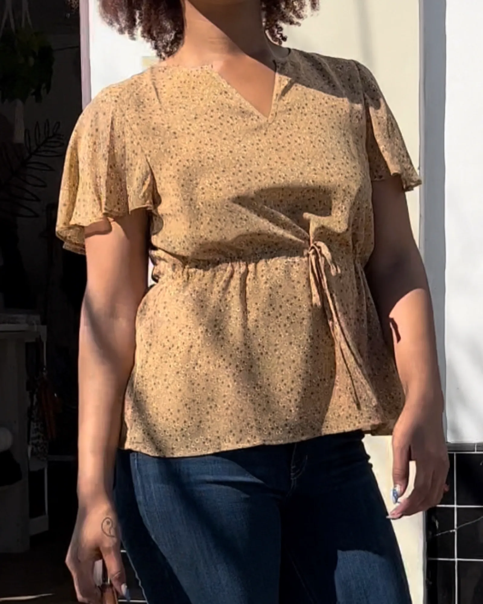 Mustard Floral Blouse
