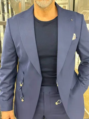 Navy Blue Button Suit