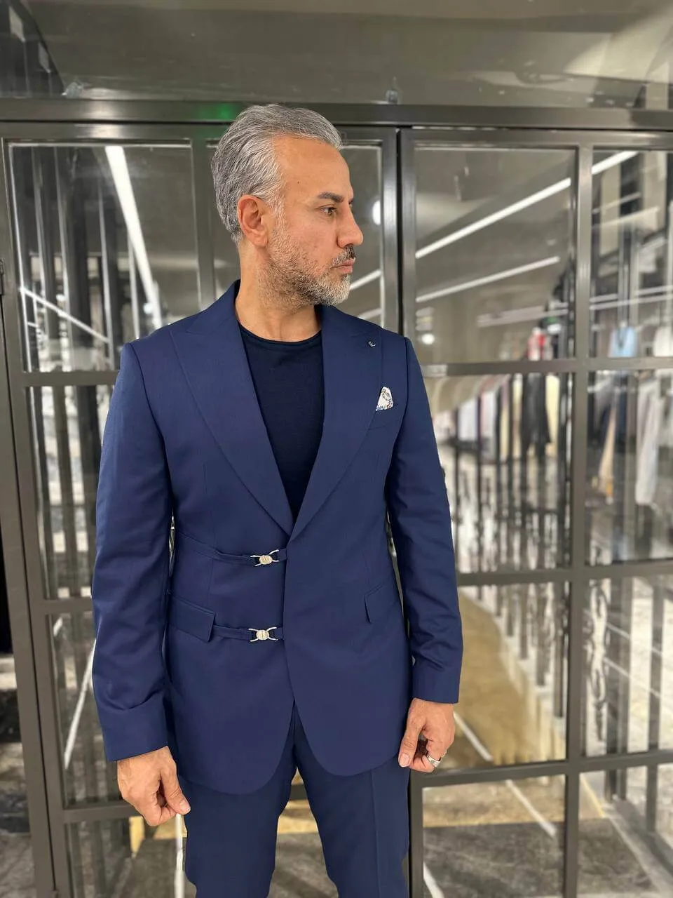 Navy Blue Button Suit