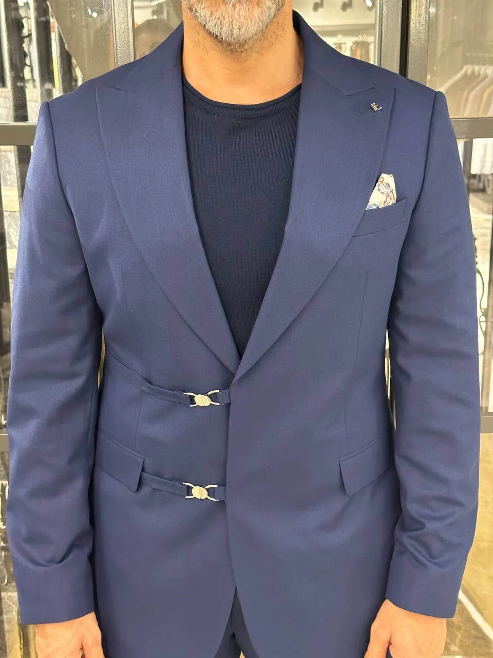 Navy Blue Button Suit