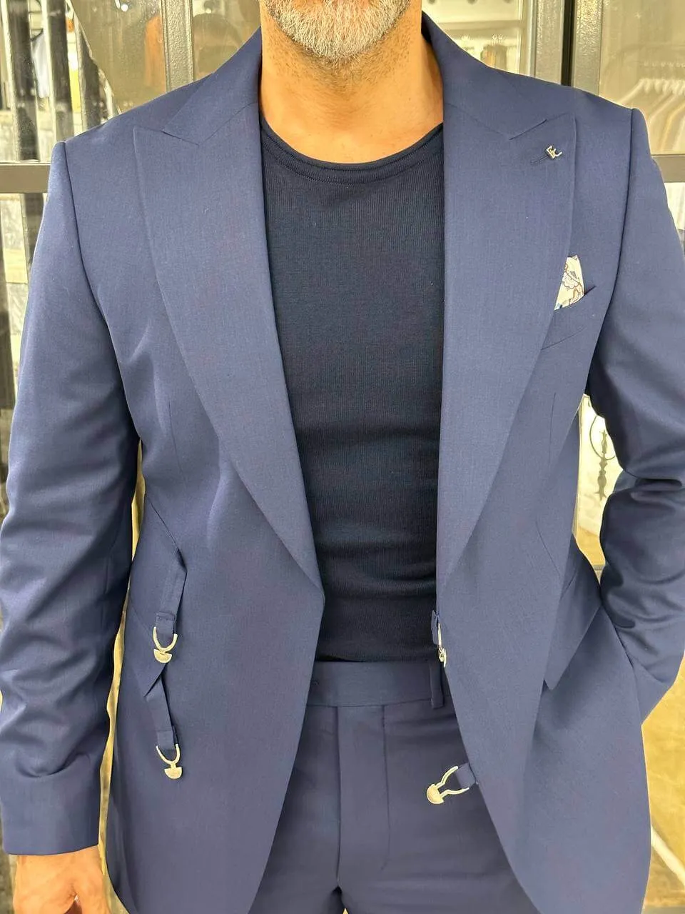 Navy Blue Button Suit