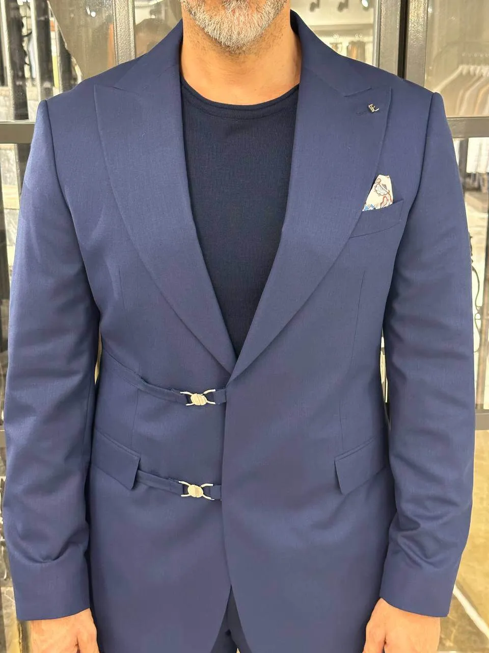 Navy Blue Button Suit