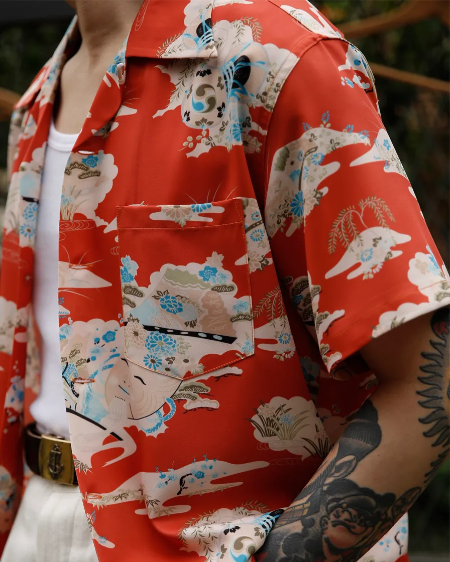 Noh Mask kagura Okina Aloha Shirt