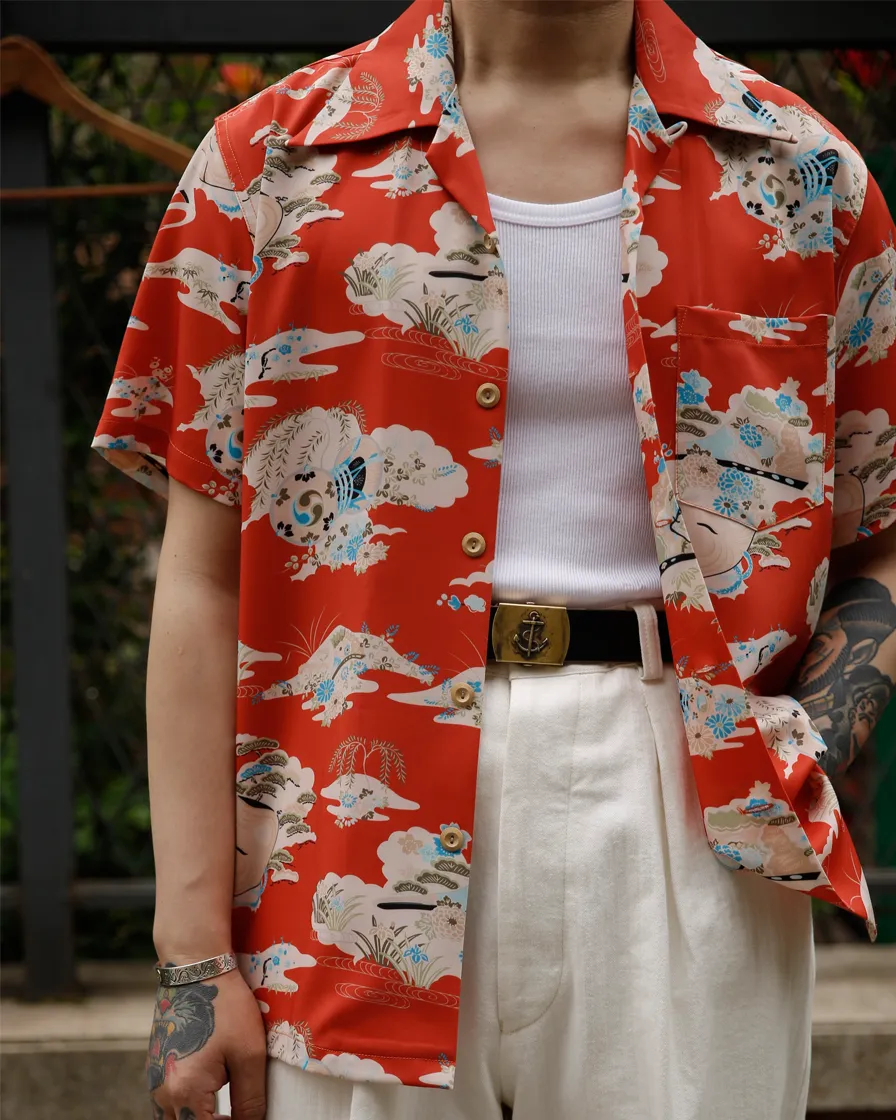 Noh Mask kagura Okina Aloha Shirt