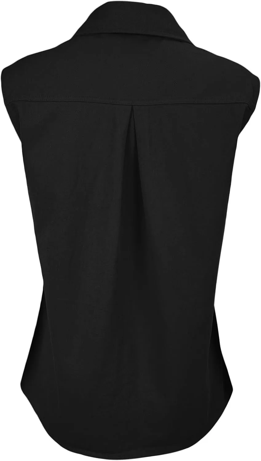 Orchidays Women's Denim Tank Top V Neck Button Down Collared Sleeveless Shirts Casual Blouse Tops
