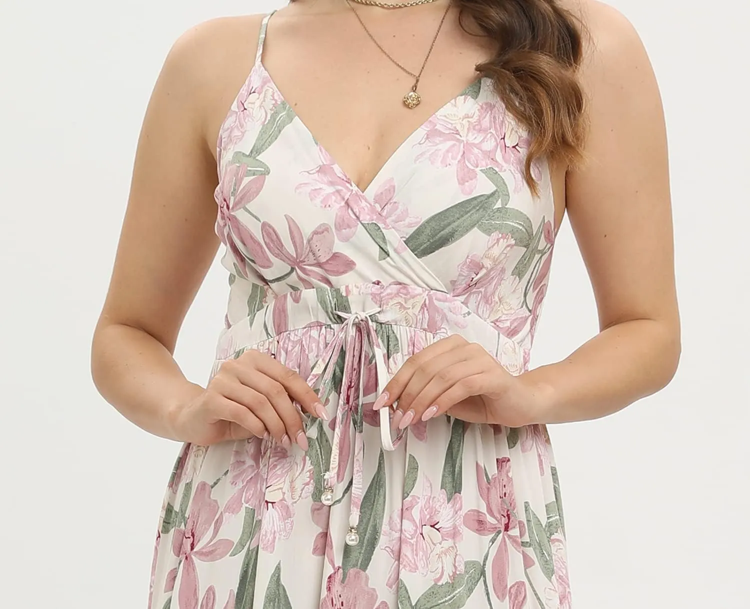 OSTOO Women's Floral Print Maxi Dresses Sleeveless Sleeves Boho Empire Waist Dress