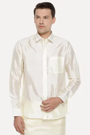 Pavithram - Cream Silk Shirt For Men | Uathayam