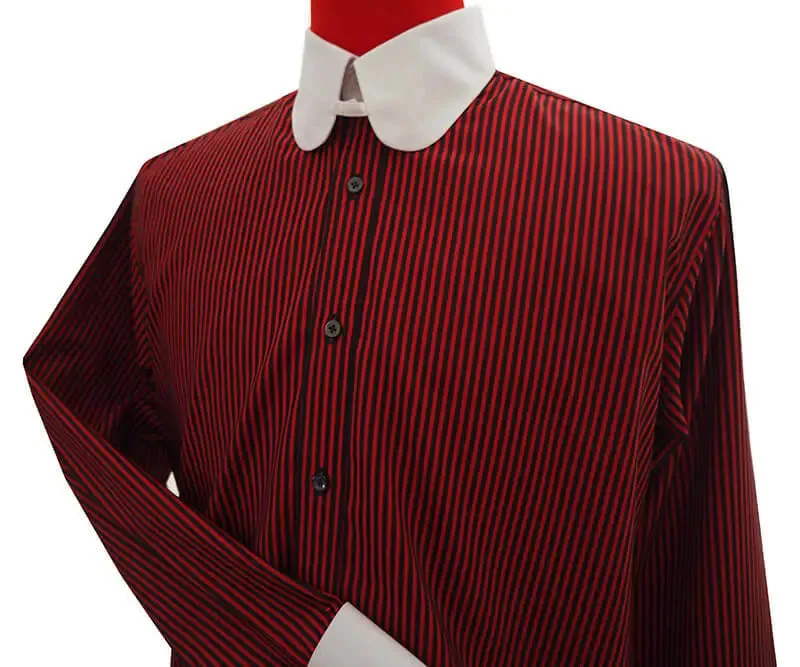 Penny Tab Collar Shirt | Burgundy and Black Stripe Shirt