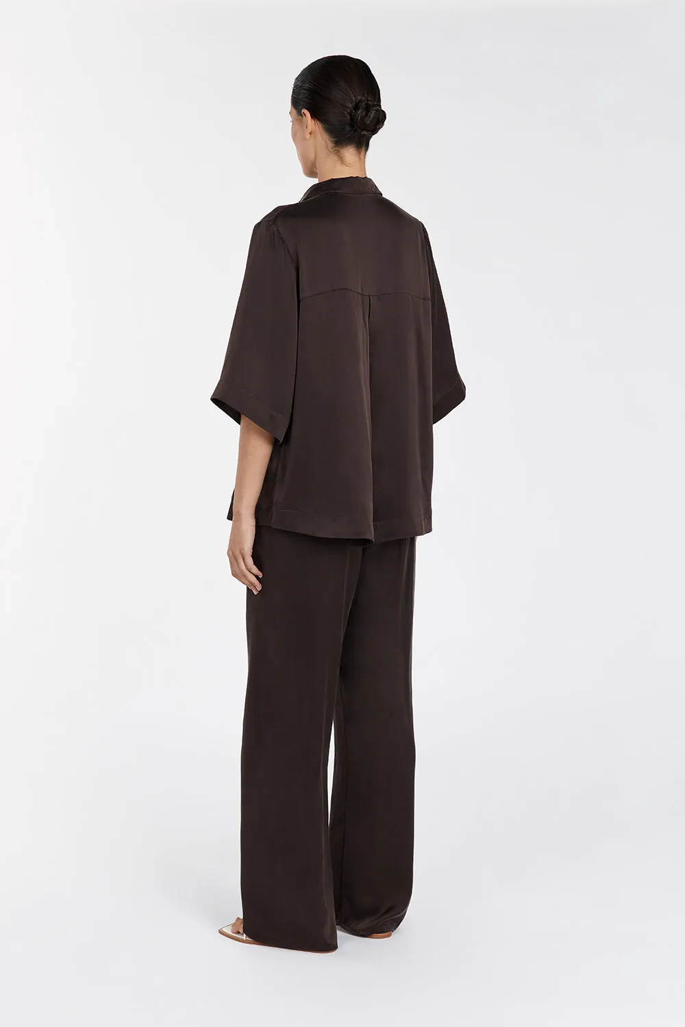 PERCY BITTER CHOC SILK SHIRT