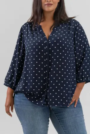 PINTUCK BLOUSE - Indigo Dot