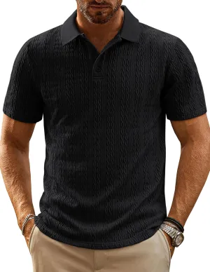 PJ PAUL JONES Mens Polo Shirts Short Sleeve Casual Collared Shirts Textured Stretchy Golf Shirts