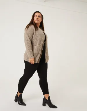 Plus Size Open Cardigan With Pockets