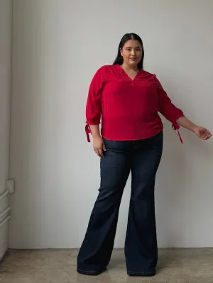 Plus Size Split Neck Flowy Blouse