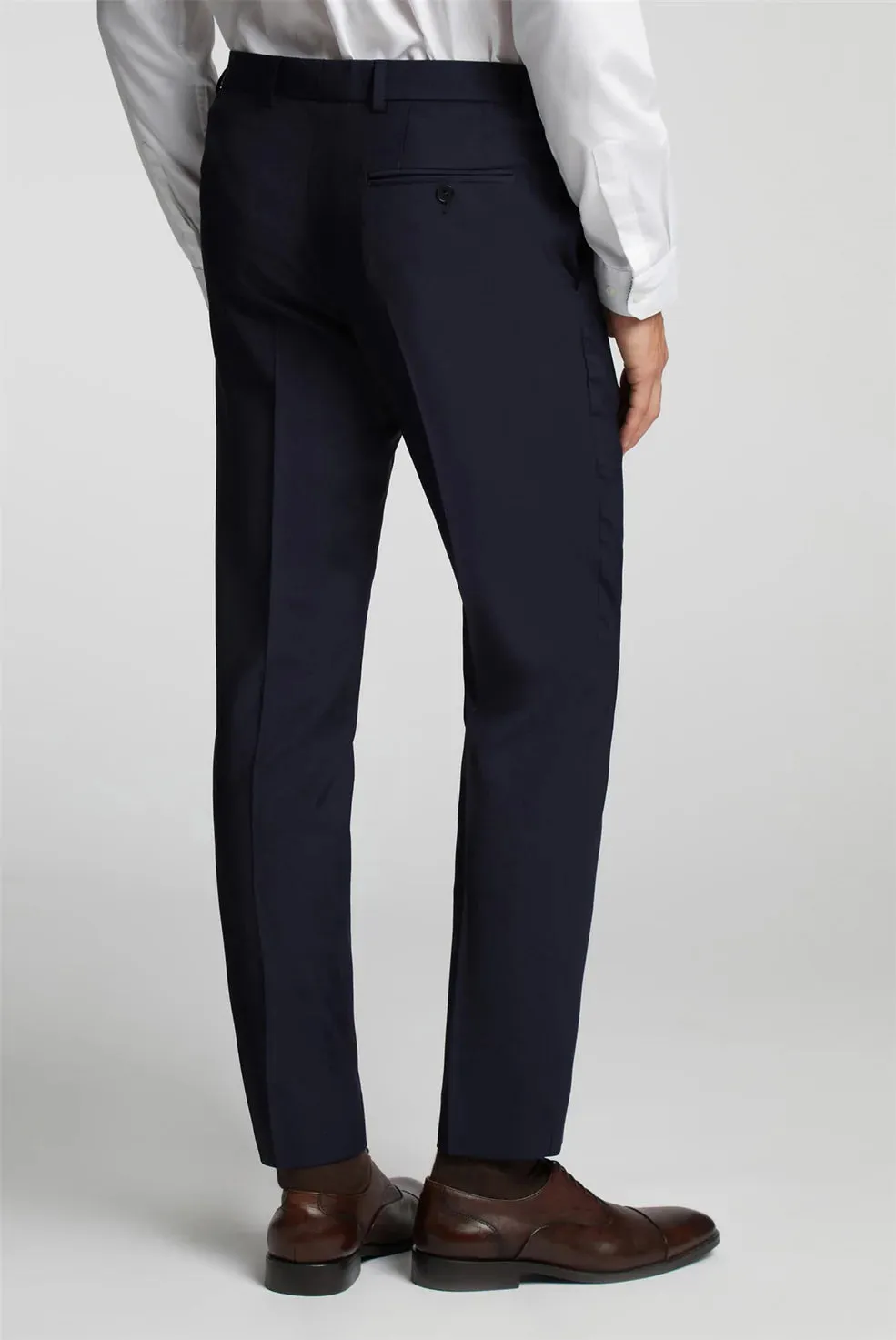 PREMIUM NAVY PANAMA SLIM SUIT TRS