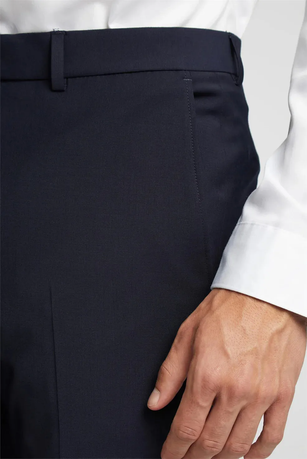 PREMIUM NAVY PANAMA SLIM SUIT TRS