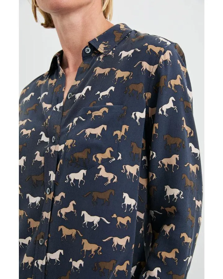 Rails Kate Silk Horses Print Shirt