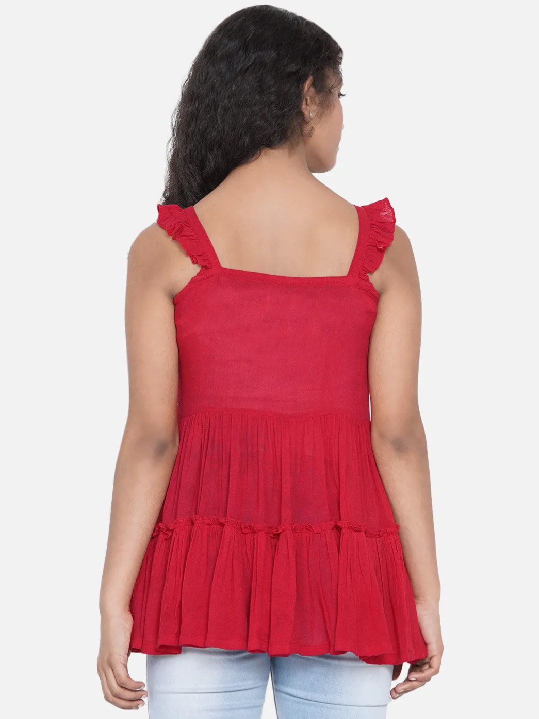 Red Tiered Longline Top