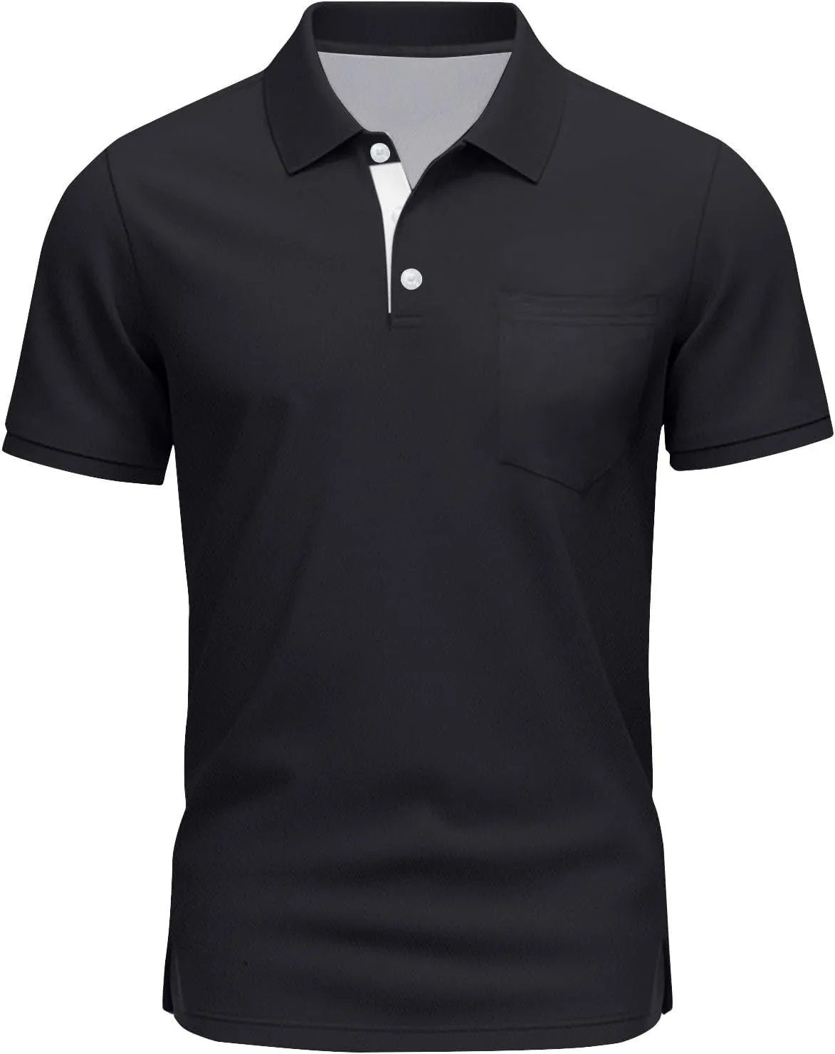 RTRDE Men's Casual Golf Shirts Short Sleeve Solid Color Business Casual Work Collared Shirts with Pocket Polos, M-5XL
