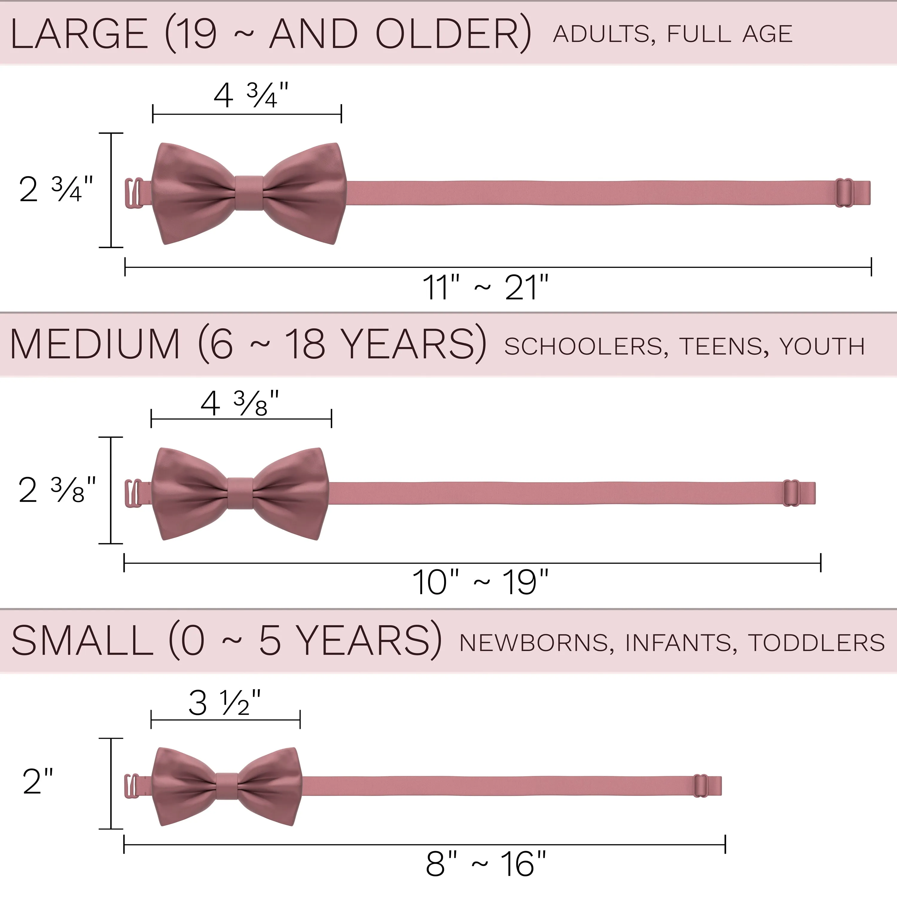 Satin Powder Rose Bow Tie
