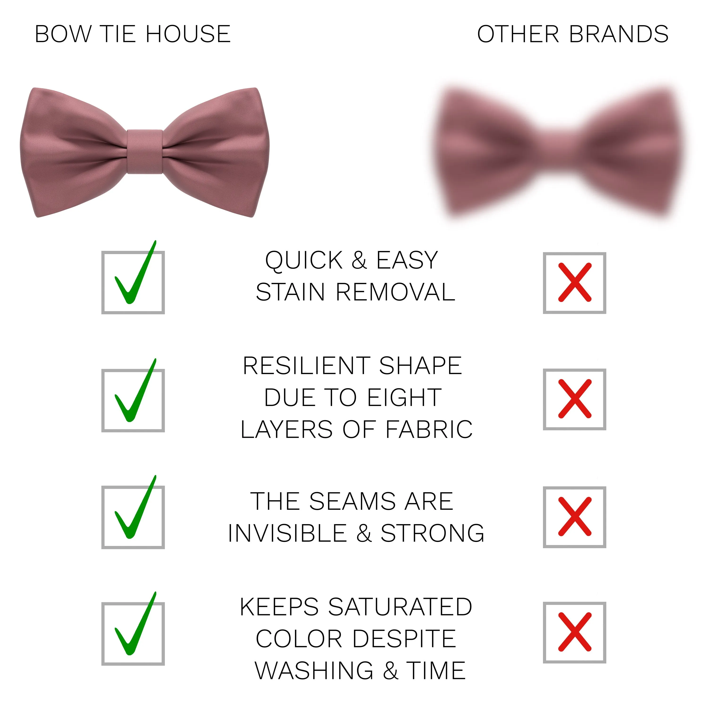 Satin Powder Rose Bow Tie