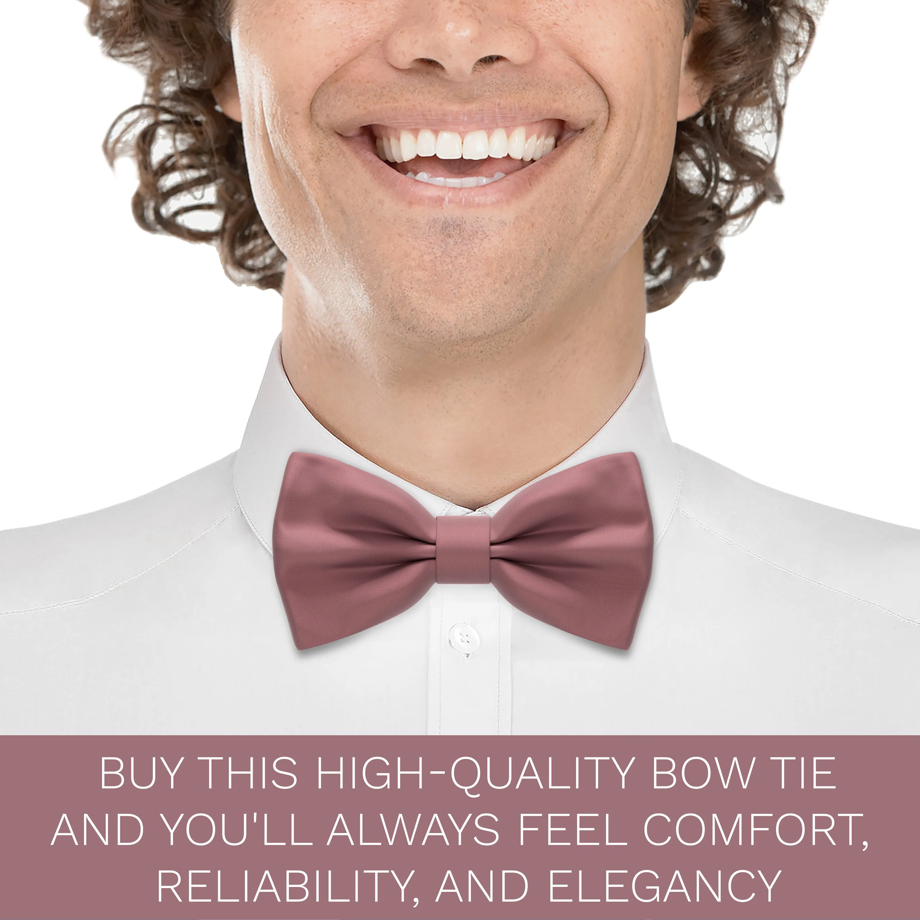Satin Powder Rose Bow Tie