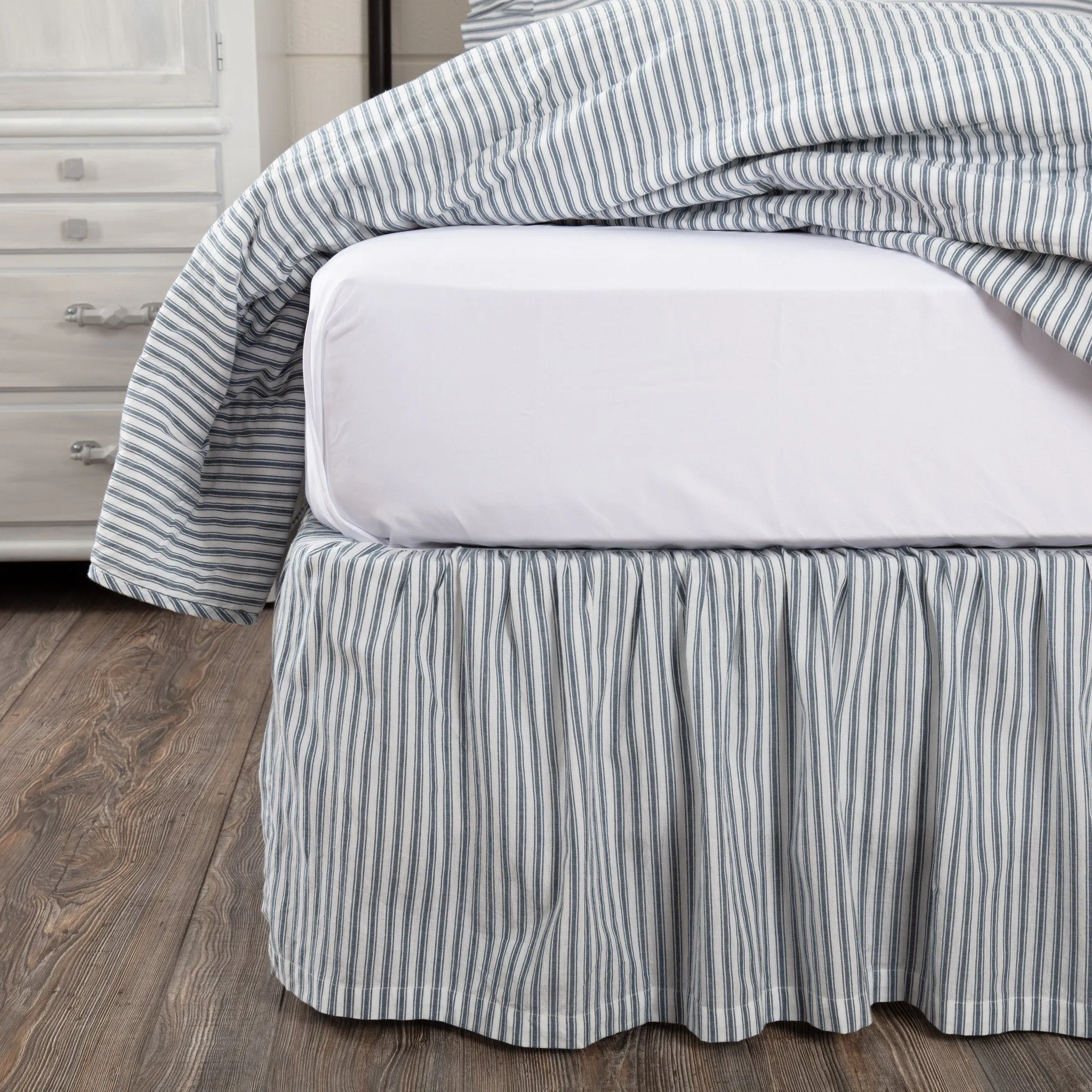 Sawyer Mill Blue Ticking Stripe Quilted Coverlet Bundle
