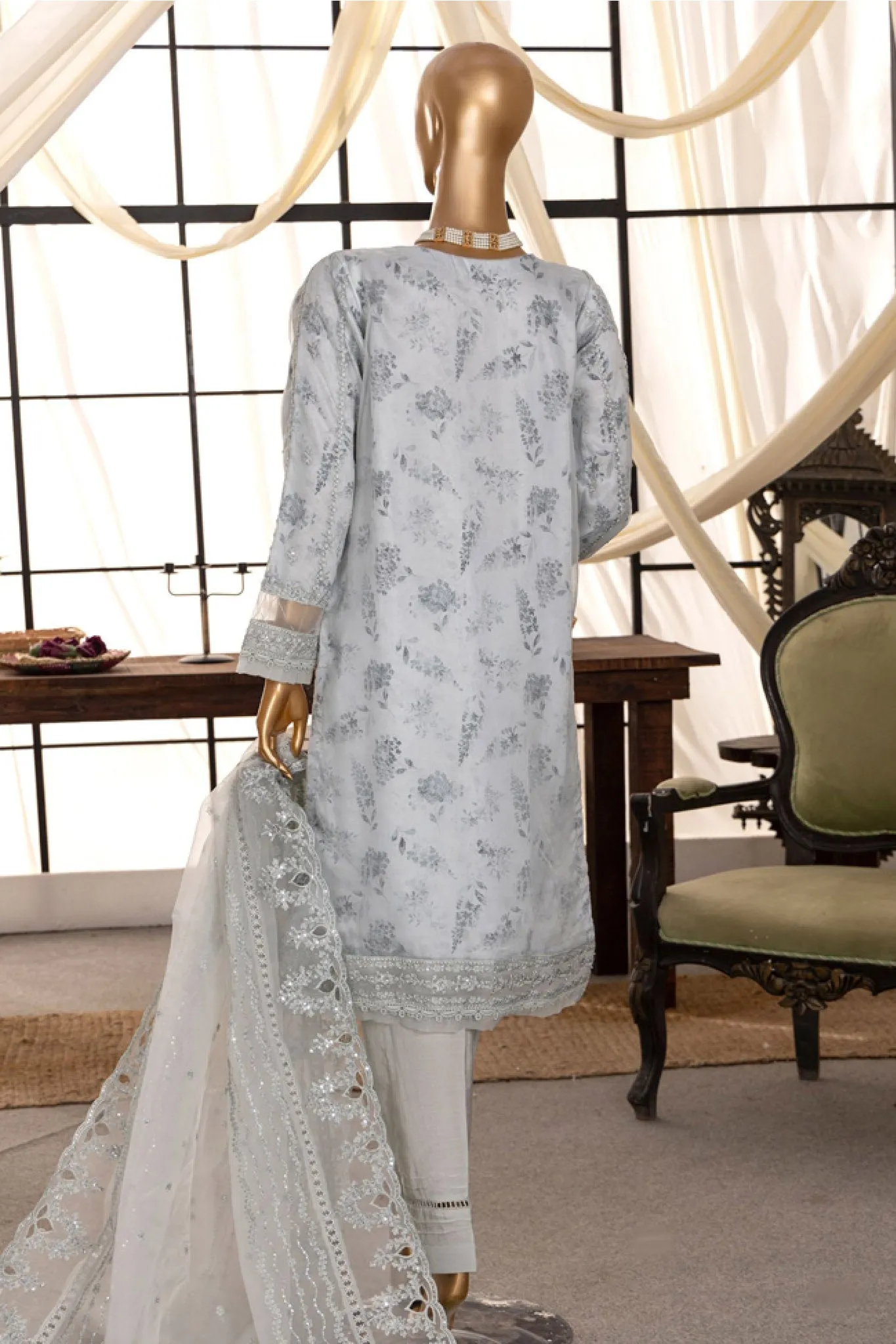 Shaahkaar By HZ Stitched 3 Piece Printed & Emb Formals Vol-03 Collection'2024-HZK-144-Grey