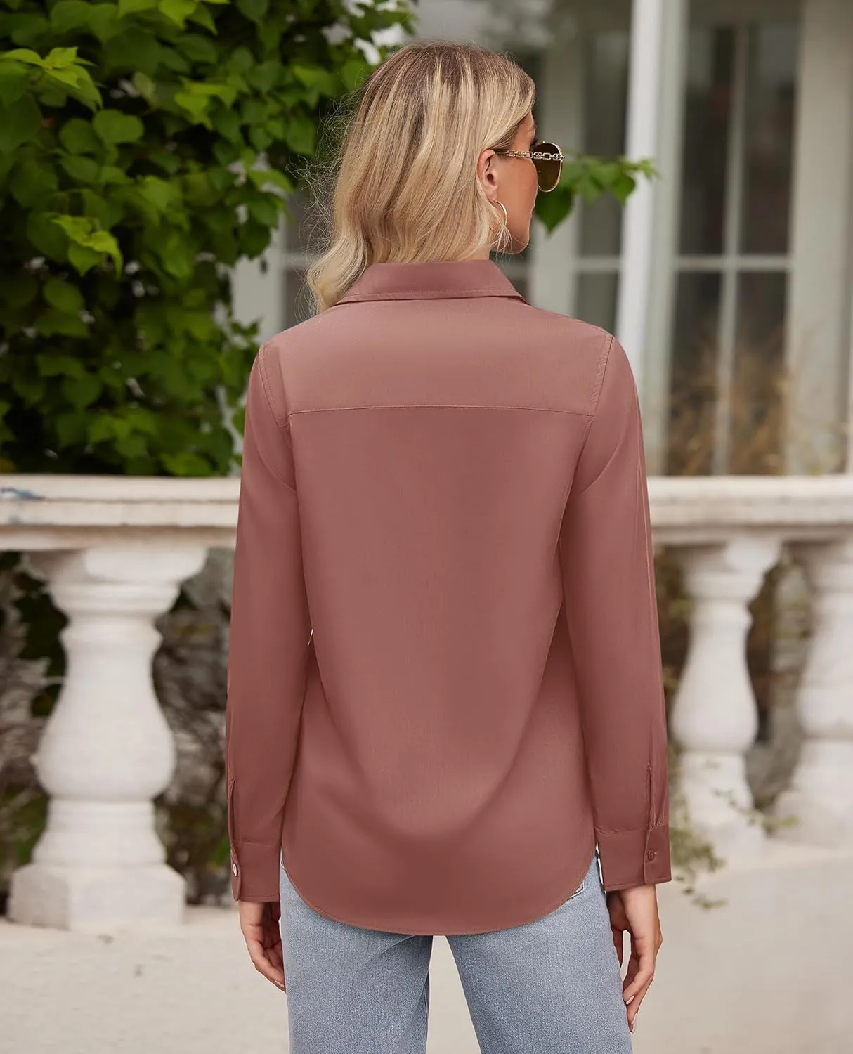 siliteelon Button Down Shirts for Women Wrinkle Free Long Sleeve Shirts Dress Shirts Work Office Blouse Tops with Pocket