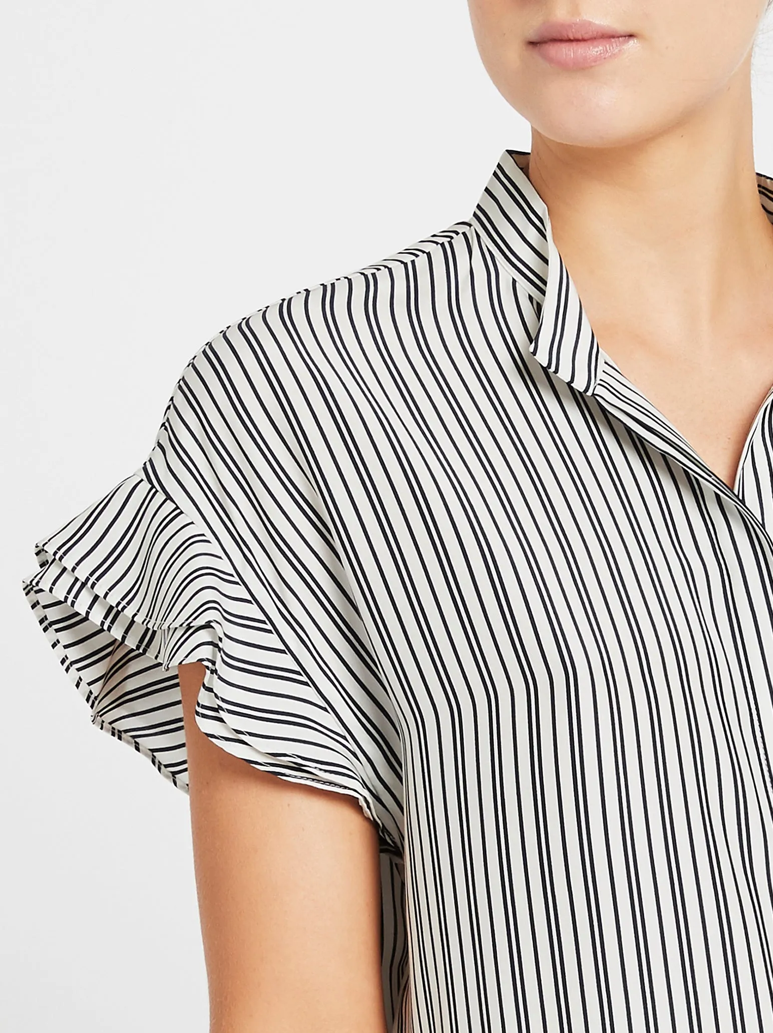 Silk Flounce Short Sleeve Blouse