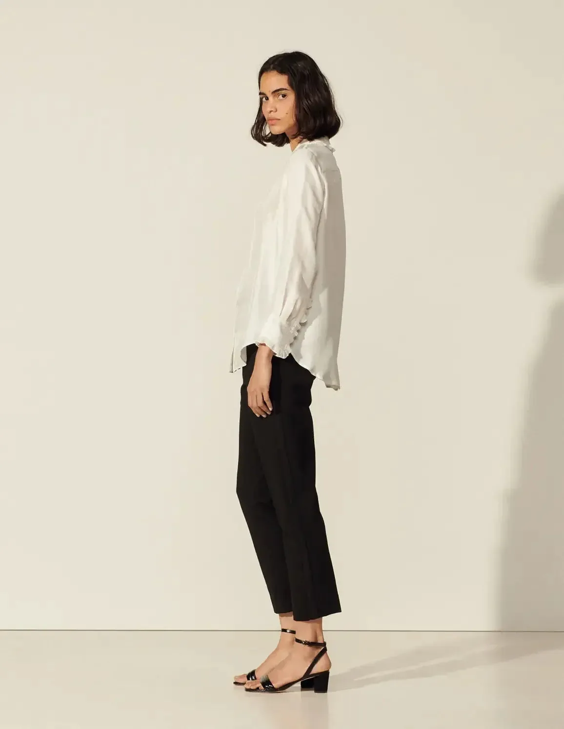 Silk Shirt With Pleated Trim