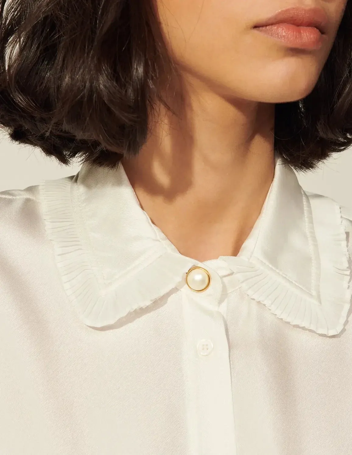 Silk Shirt With Pleated Trim