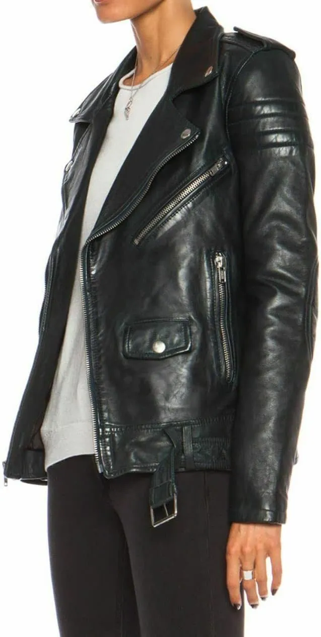 SKADO Womens Leather Jacket For Women Real Leather Jacket Soft Lambskin Biker Jacket Slim-Fit