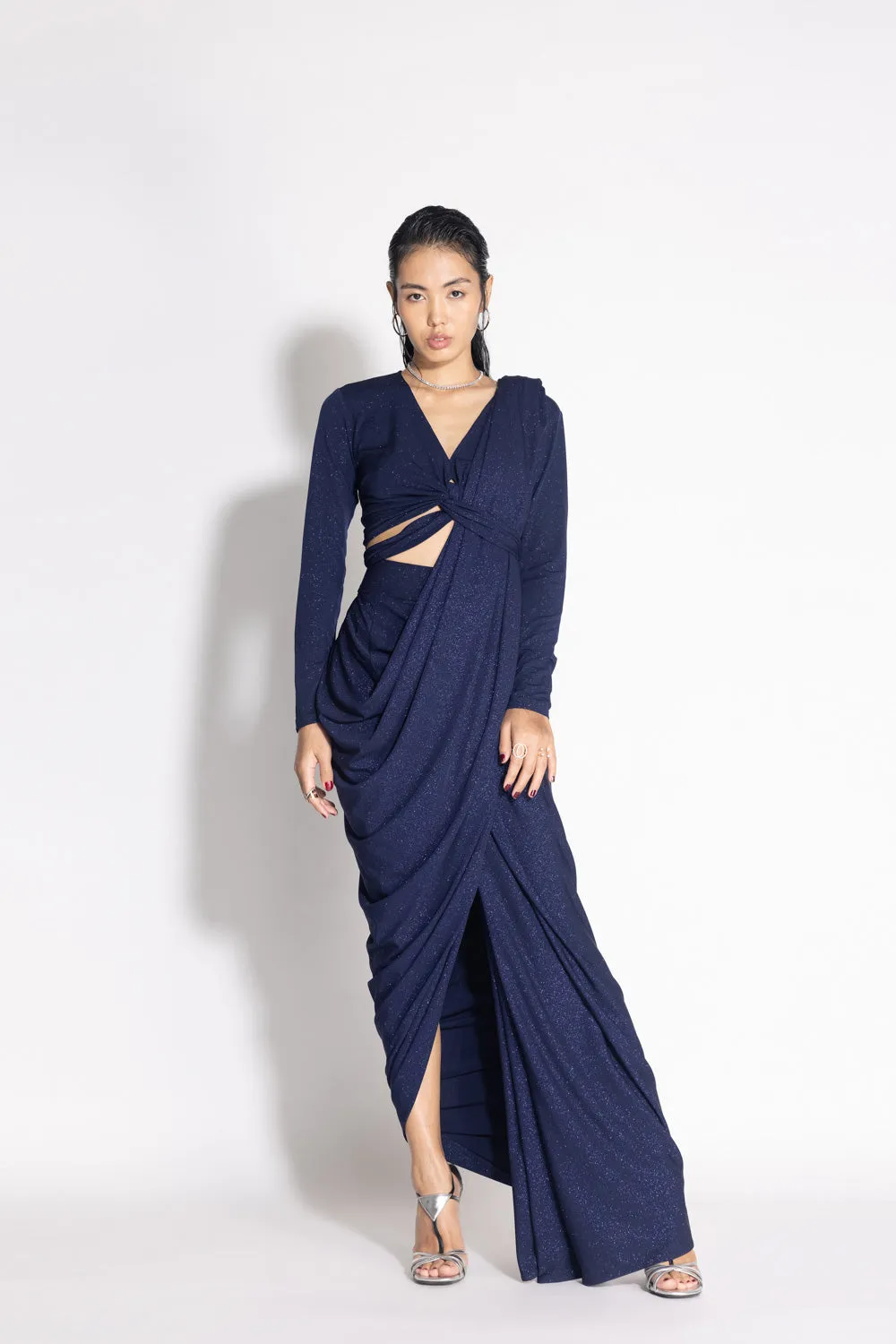 Star Sari with Tie Up Top