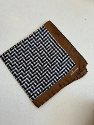 STENSTROMS Houndstooth Silk Hankie | BROWN