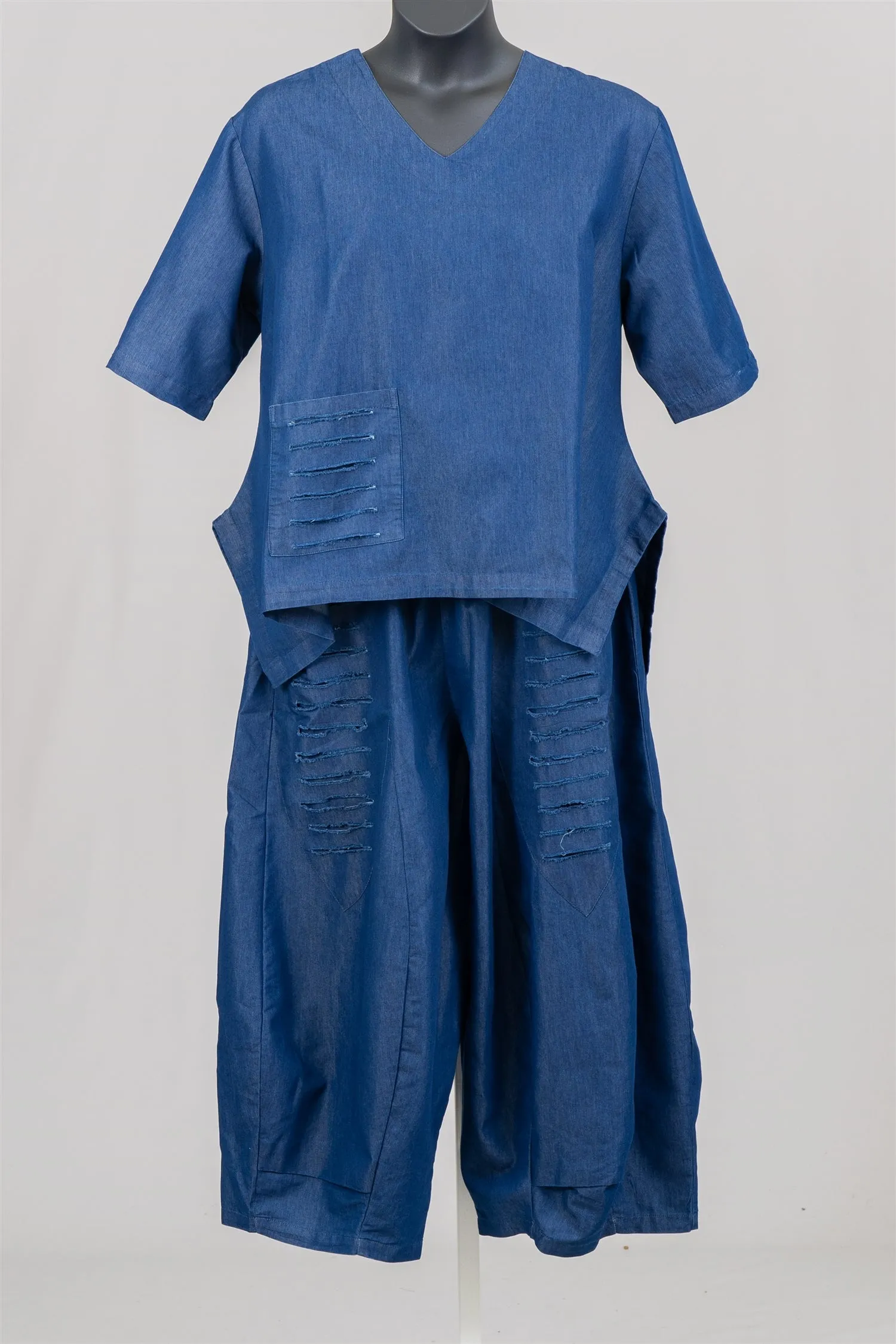 Step In Style AA22633X Pocket Denim PlusSize Tunic