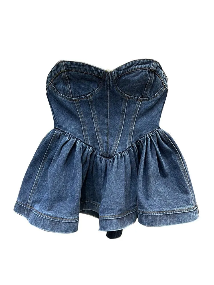 Strapless Denim Top - Final Sale