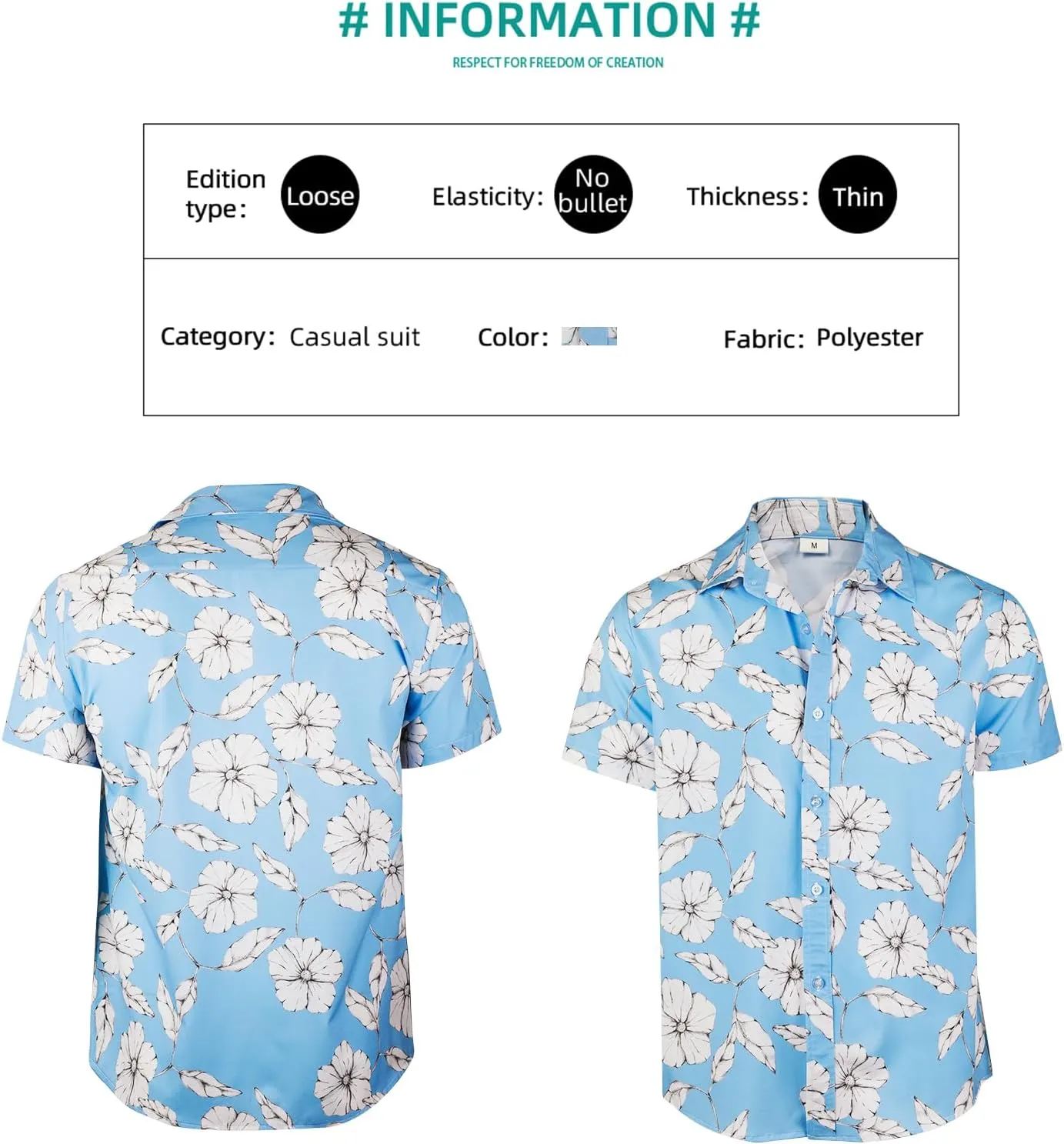 Sumolux Mens Hawaiian Floral Shirts Button Down Tropical Holiday Beach Shirts
