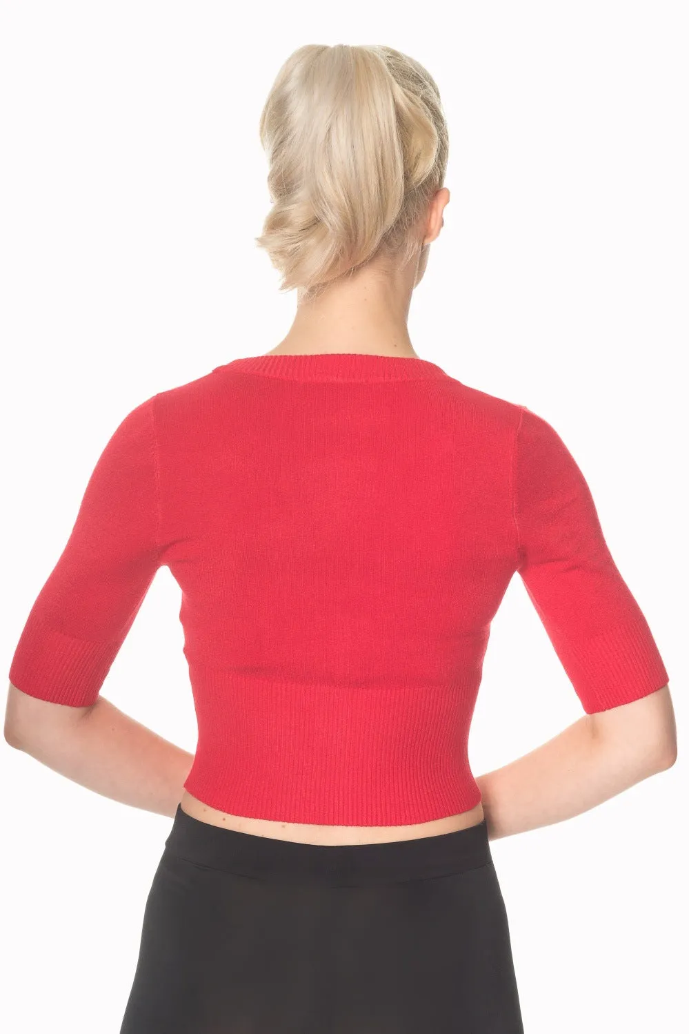 Sweet Dreamer Cardigan in Red by Banned