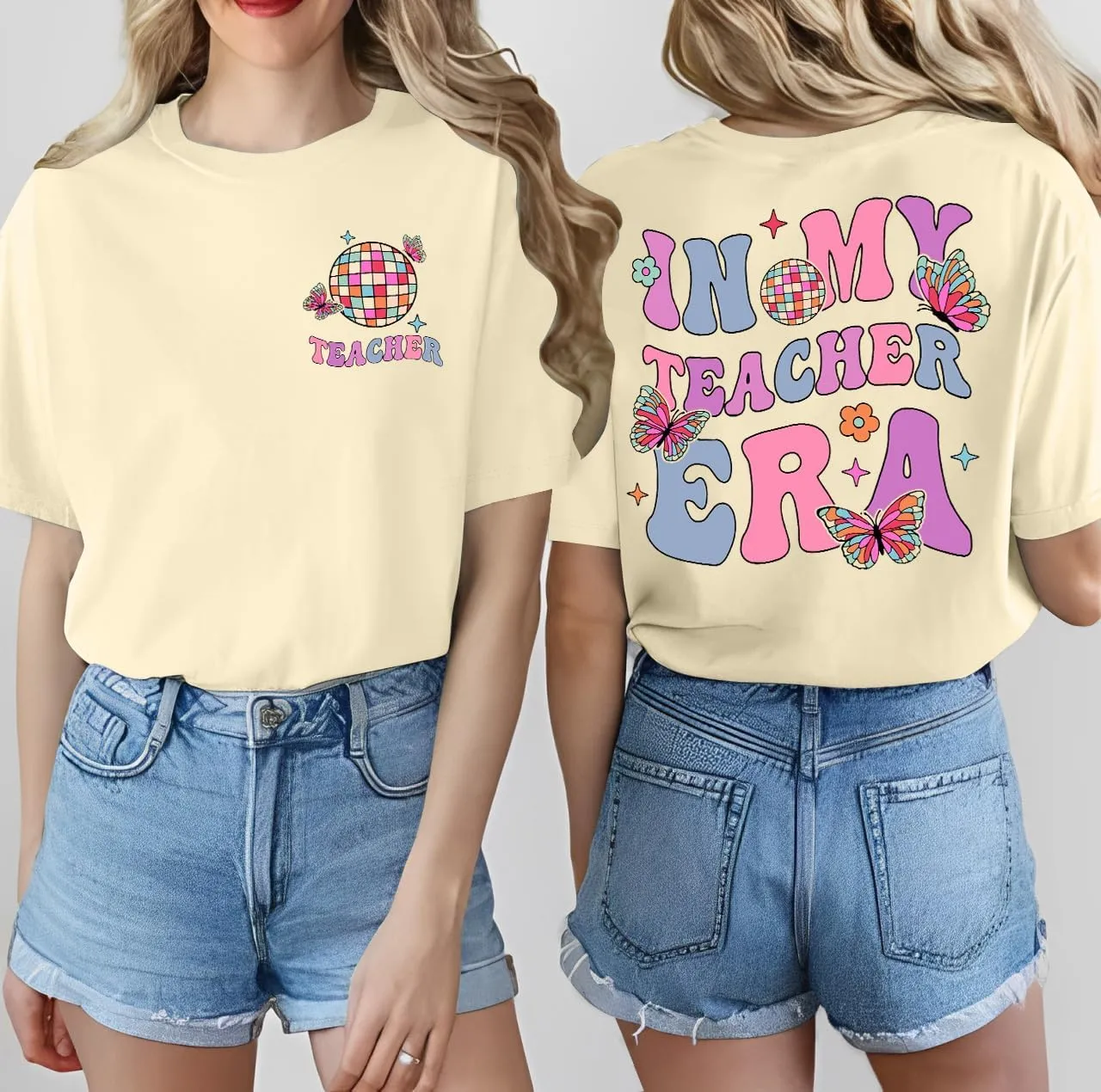 Teacher Shirt Women in My Teacher Era T Shirt Funny Teacher Graphic Tees Short Sleeve T-Shirt Teacher Gifts Tops