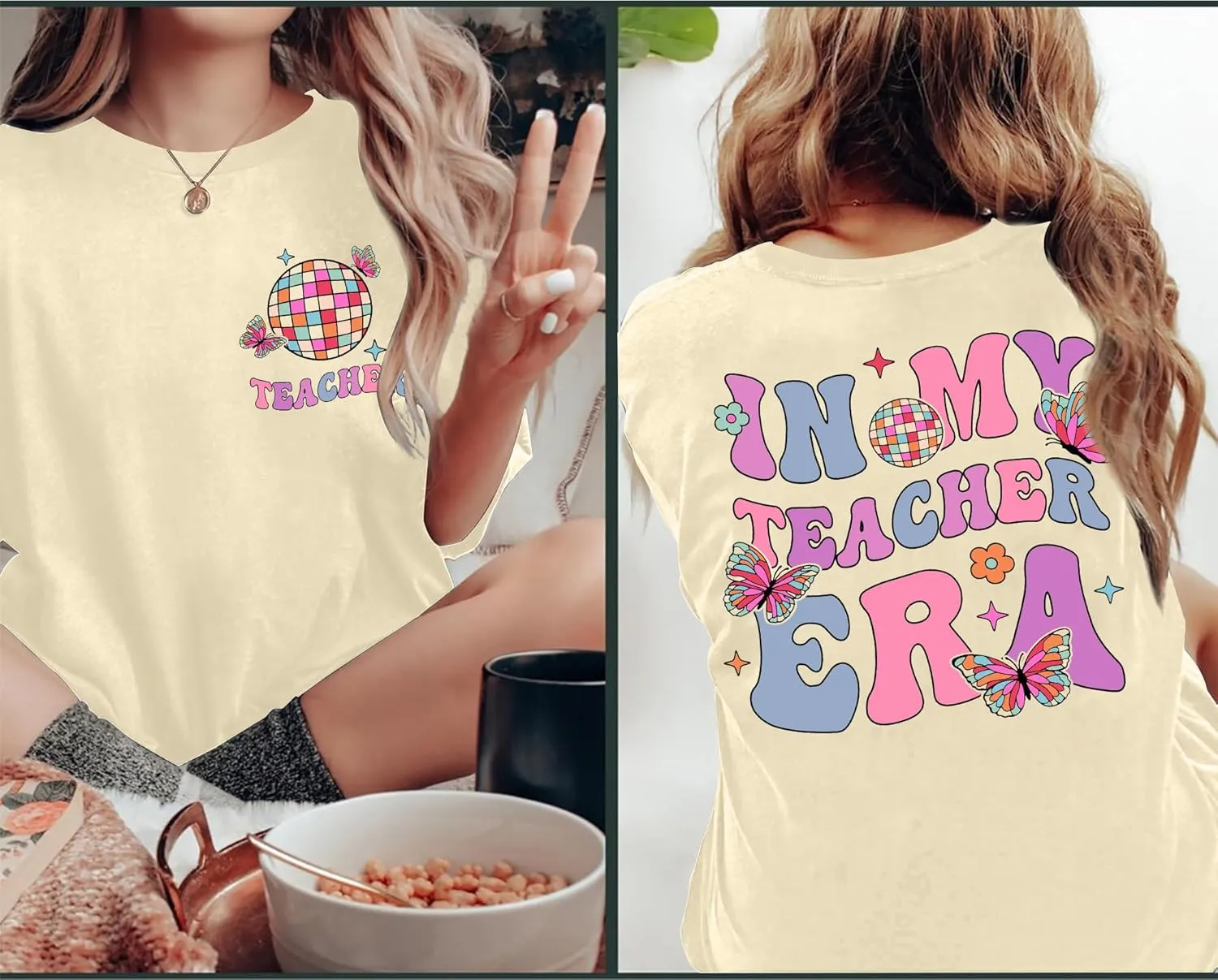 Teacher Shirt Women in My Teacher Era T Shirt Funny Teacher Graphic Tees Short Sleeve T-Shirt Teacher Gifts Tops