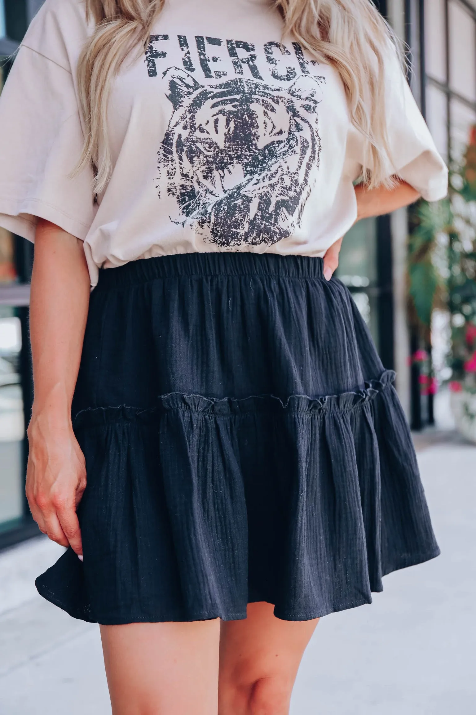Temecula Tiered Mini Skirt - Black