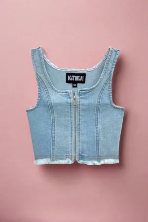TWEEN GINNY DENIM ZIP TOP- FINAL SALE