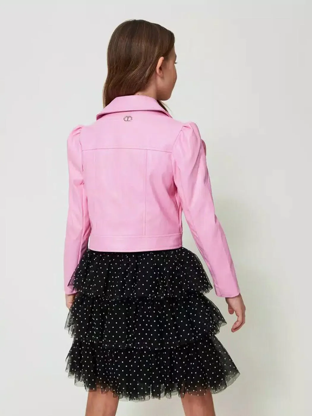 Twinset biker jacket with ruffles