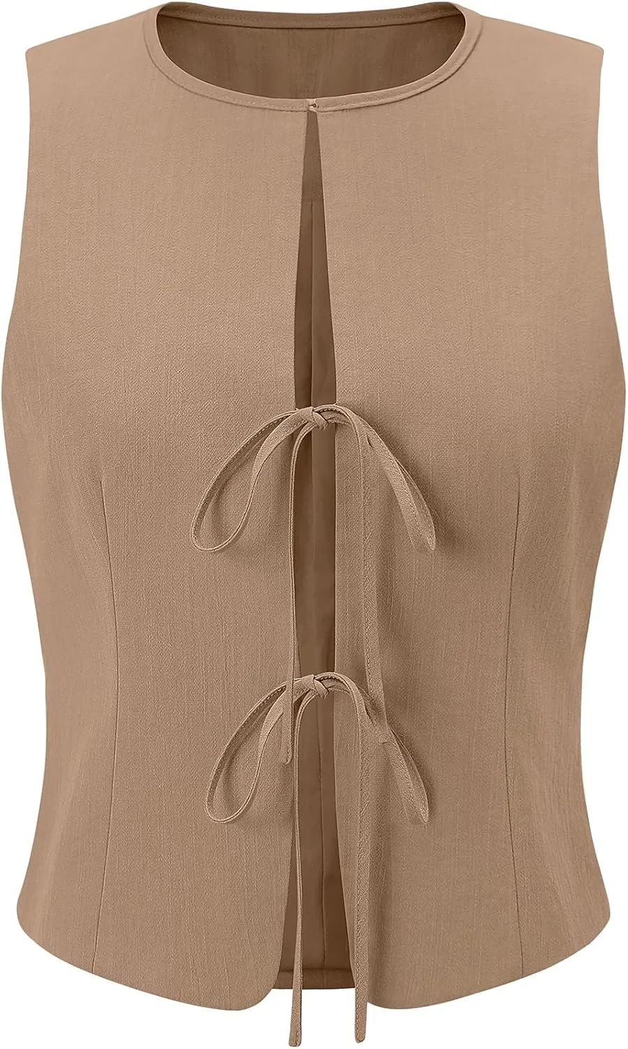 UEU Womens Tie Front Vest Top Bow Open Front Crop Tank Tops Summer Casual Sleeveless Shirt 2025 Y2K Trendy Outfits