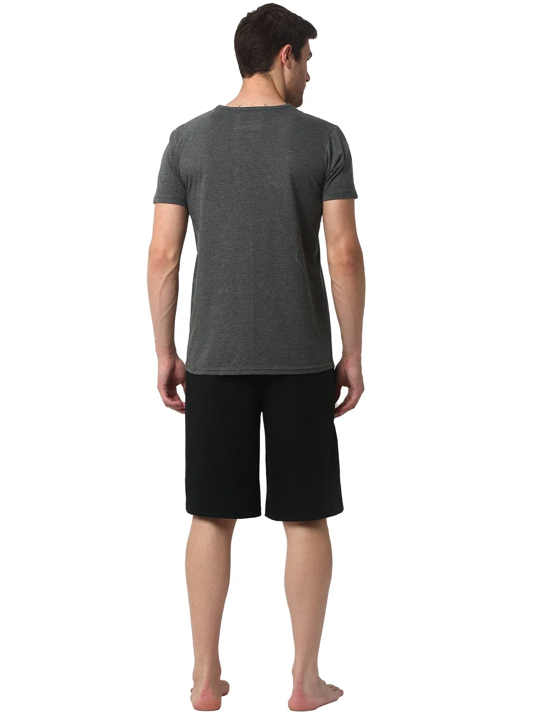 Vimal Jonney Grey Black Night Suit For Men's