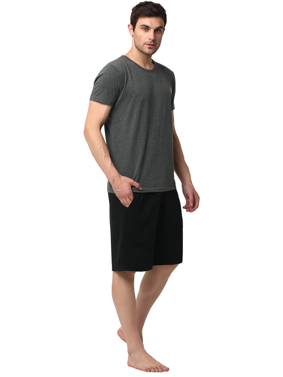 Vimal Jonney Grey Black Night Suit For Men's
